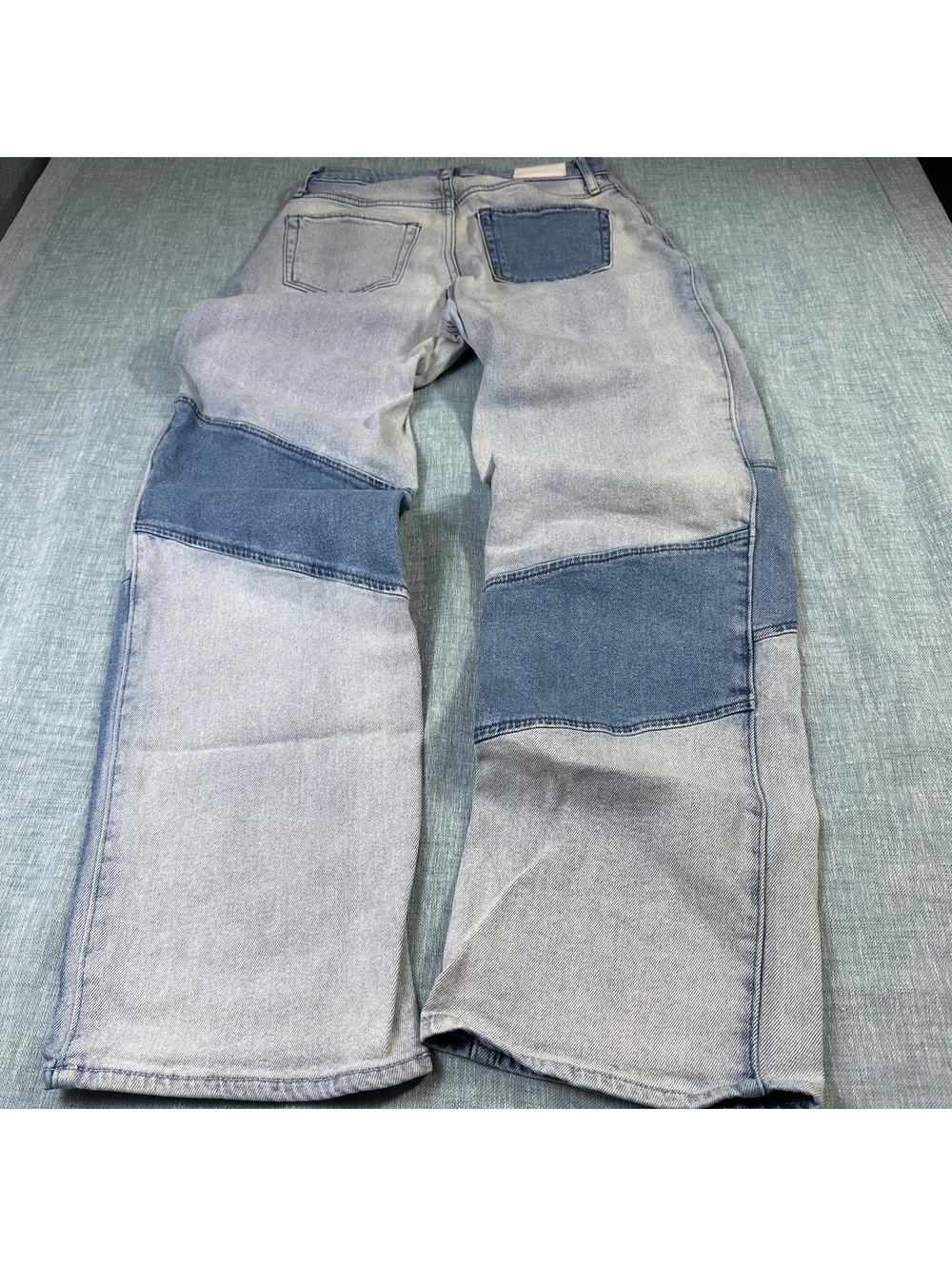 Hollister Ultra High-Rise Dad Jeans Sz 5r 27x31 ColorBlock Patchwork Denim Retro